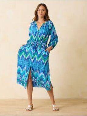 🌊 Tommy Bahama Cala Azure Coverup Shirt Dress – Size L